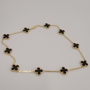 Black and Gold Clover Station Necklace